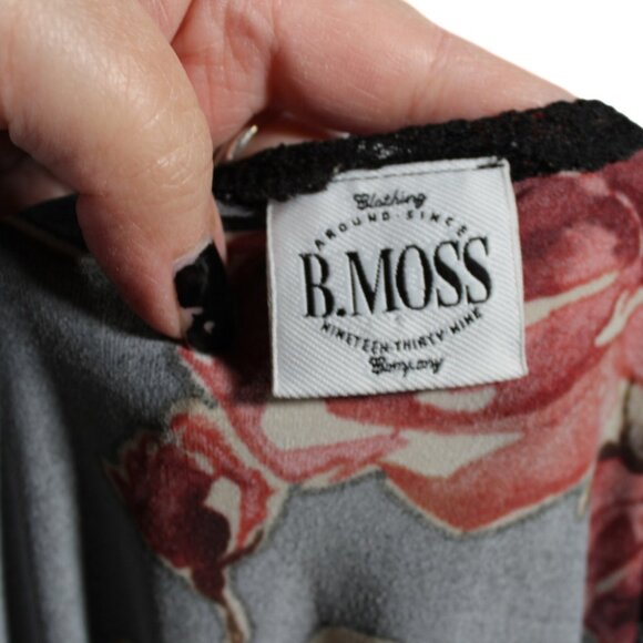 Vintage 1990s Whimsigoth Rose Print Bell Sleeve Blouse – Black Lace, Size L - Picture 9 of 9